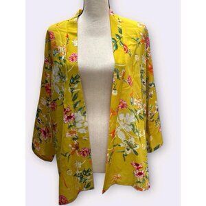 Do Everything In Love‎ Womens OS Kimono Butter Yellow Hawaii Beachy Tropical